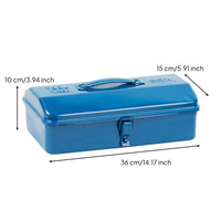 Blue Metal Tool Box Handle Hinged Metal Tool Box Heavy Duty for Garage, Outdoor