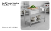 Easy to Clean Commercial Food Prep Table Heavy Duty Stainless Steel Work Table Rust-Resistant Stainless Steel Workbench High Load Capacity for Restaurant Employees, Home Cooks, Homeowners, Warehouse, Garage, Workshop, Laundry Room