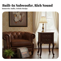 Vintage Turntable Cabinet Powerful Bass Gramophone Cabinet with Subwoofer Multi-Functional Phonograph Stand with Speaker for Audiophiles, Living Room