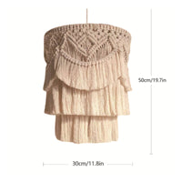 Handmade Boho Fringe Lampshade Handwoven Macrame Lampshade Indoor Woven Tassel Light Shade Cotton Rope for Bedroom
