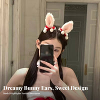 2 Pieces Christmas Hare Hair Fastener S Festive Hare Ear Hair Fastener S Soft Hare Ear Hairpins Cute Design Soft Sphere