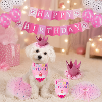 Dog Birthday Party Decorations Set, Cartoon Dog Bandana & Hat, Plain Weave Pet Accessories for Fun Photoshoot