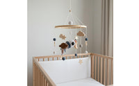 Spacecraft Crib Mobile Nordic Style Wooden Crib Visual Tracking Coordination for Infants, Infants
