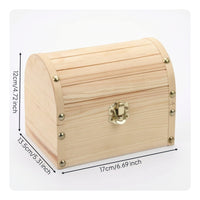 Wooden Chest with Metal Hardware Compact Keepsake Box with Hinged Lid Decorative