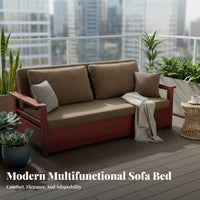 Multi-Functional Extendable Slatted Bed Frame Space-Saving Sleeper Sofa Modern Minimalist design Daybed No Box coil Needed for Apartment Dwellers, Homeowners, Students, Balcony, Bedroom, Home Office