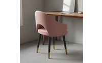 Modern Leather Dining Chair Light Elegant Design Upholstered Armchair with Metal Legs Nordic Style Curved Open Back Accent Chair for Living Room
