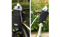 Bike Water Bottle Holder with Mesh Pocket Cylindrical Handlebar Bottle Holder Portable for Commuters, Commuting