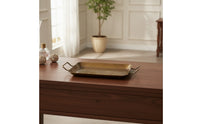 Brass serving Tray with Handles Decorative Engraved Brass Tray Gold-Toned for Vanity