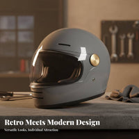 Vintage Full-Coverage Helmet 3C Certified Retro Full Face Helmet Reserved Slot for Four-Season Riding, Daily Commute