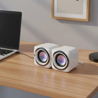 2 Pieces USB Powered Computer Speakers Deep Bass USB Powered Speakers Compact Design Mini Desktop Speaker Set for Enthusiasts