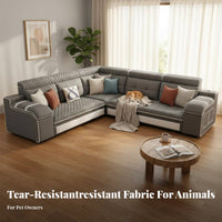 L-Shaped Chaise Sofa Removable and cleanable Cover Configurable Chaise Sectional pet-tolerant textile Living Room Furniture for Apartment Dwellers, Home