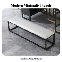 Modern design Upholstered Metal Frame Bench Multi-Purpose End-of-Bed Bench Minimalist Design Long Stool for Business Owners, Interior Designers, Homeowners, Fitting Room, Waiting Area, Entryway, Hallway