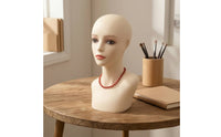 Mannequin Bust with Shoulders Realistic Mannequin Head with Shoulder Skinhead Form Bust with Shoulders for Cosmetologists, Jewelers, Retail Stores
