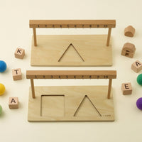 2 Pieces Classic Wooden Math Bead Rack Hands-on Bead Rack with Shape Inserts Tactile Counting Abacus Sturdy for Preschoolers