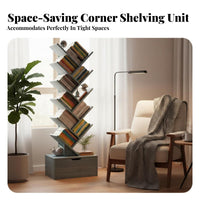 Tree Shaped Bookshelf Space-Space-Efficient Tree Bookshelf Stable Structure Floor Standing Bookcase for Students, Homeowners, Living Room, Small Areas