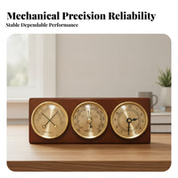 Needle Display Thermometer Hygrometer Air Pressure Gauge Gold Dial Analog Weather Station Temperature Humidity Pressure Indoor Analog Weather Gauge Compact
