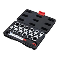 13 Pieces Ratcheting Wrench with Replaceable Heads Flexible Wrench Set with Interchangeable Heads Compact Ratchet for Tight Areas
