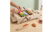 Smooth Edges Wooden Barbecue Grill Playset Colorful Wooden Play Food Grill Set Painted Barbecue Playset Safe for Children, Pretend Cooking