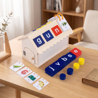 Wooden House Toy with Tiles Fine Motor Shape Sorter House Color Matching