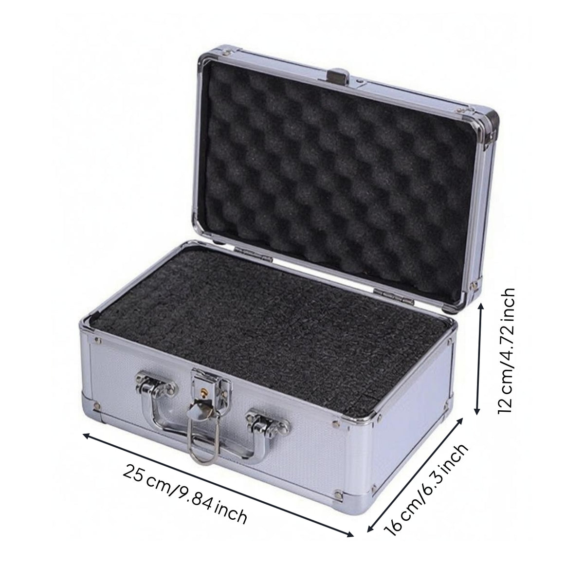 Aluminum Black Lined Interior Portable Tool Storage Case Silver Finish Locking Briefcase