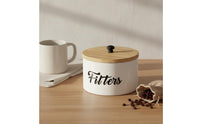 Farmhouse Aesthetic Coffee Filter Storage Box with Lid Coffee Filter Holder Multipurpose Tea Bag Container Countertop Organizer for Cafeteria