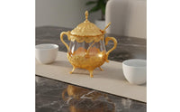 Moisture-Proof Ornate Gold Sugar Bowl Multifunctional Ornate Lidded Seasoning Jar Embossed Metalwork Vintage Glass Sugar Bowl Easy to Clean for Housewarming Gift, Dining Table, Wedding, Coffee Bar