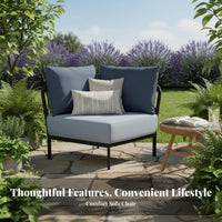3 Pieces Nordic Design 3-Piece Woven Seating Group Weatherproof Outdoor Furniture Long-Lasting Frame Patio Set Thick Cushions Included for Couples, Apartment Dwellers, Homeowners, Garden, Backyard, Balcony, Porch