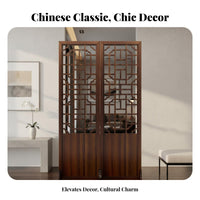 Foldable Design Chinese Design Folding Screen Solid Wood Frame Semi-Hollow Partition Screen Installation-No Assembly Wooden Fretwork Room Divider Space-Saving for Apartment Dwellers, Interior Designers, Business Owners, Entryway, Bedroom, Restaurant