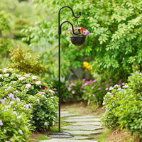 Double Shepherds Hook Stand Heavy Duty Dual Hook Plant Stand Garden Pole Weather-Resistant Space-Saving for Gardeners, Patio