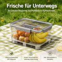 Transparent Storage Box with Lid, Food Container with 4-fold Lock and Handle, Stackable Storage Containers for Meal Prep, Camping & Picnic