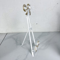 French Vintage Bow Plate Stand Matte Metal Tabletop Holder Kitchen Recipe Stand Sideboard Fireplace Decor