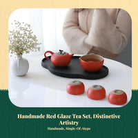 Porcelain Kung Fu Tea Set with Persimmon Design, Gift Boxed