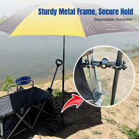 Camping Cart Umbrella Holder, Folding Wagon Umbrella Mount, Universal for 12-30mm Tubes, Outdoor Dining, Fishing, Black