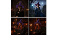 Crinkled Witch Hat with Pointed Crown Floppy Witch Hat with Wide Brim Glossy Plain for Halloween, Cosplay, Gothic Party