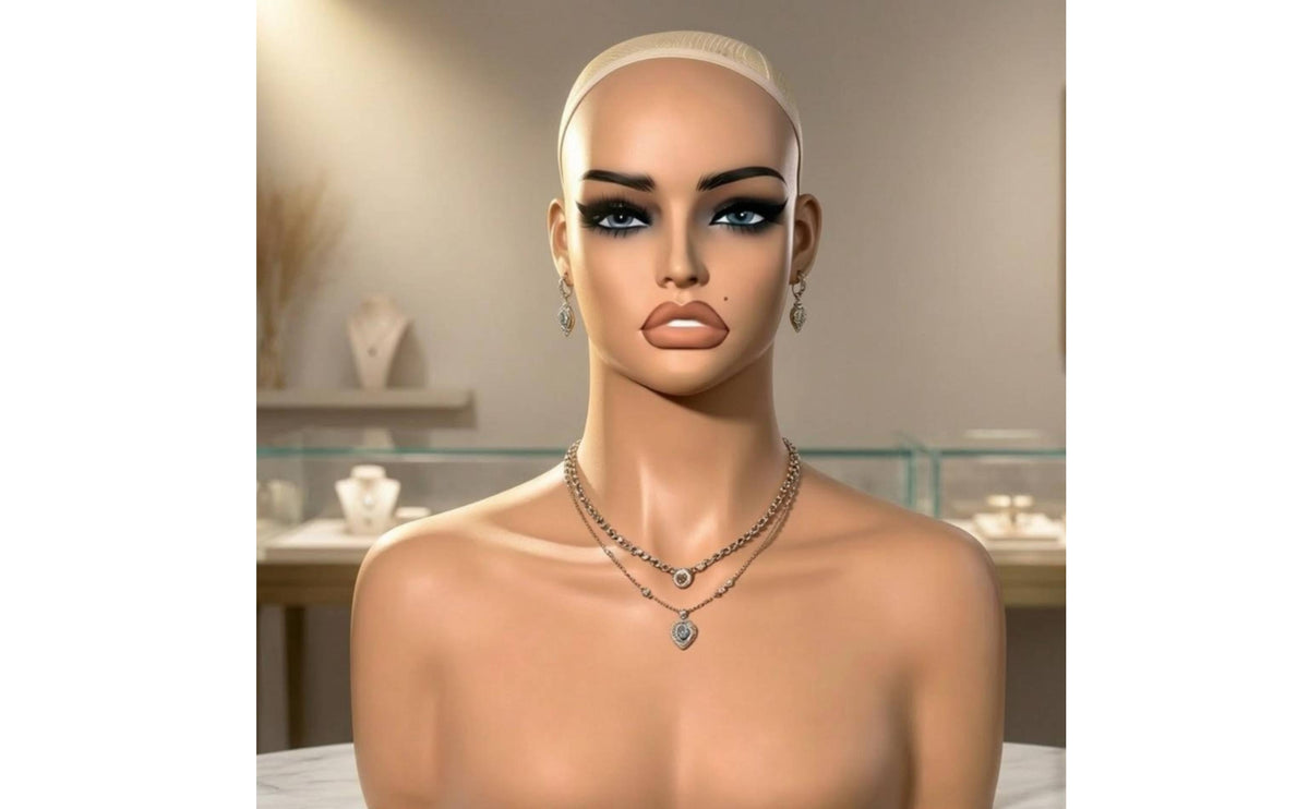 PVC Mannequin head  Skin-Tone-Toned Makeup Display Bust Manikin Head