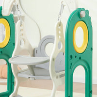Play Structure with Slide and Swing Multi-Functional Young Child Slide and Swing Set Modular Indoor Climber with Basketball Hoop for Playroom