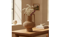 Wicker Vase Rustic Woven Vase with Handles Boho Basket for Dried Flowers, Home Decor