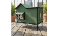 Elevated Cat House Waterproof Cat House with Raised Legs Heavy-Duty Pet Kennel for Backyard
