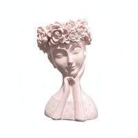 Cute Design Resin Head Planter Artistic Sculpture Girl Bust Planter Elegant Design for Gardeners, Living Room, Entrance Hall, Bookshelf