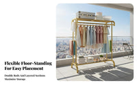 Stable Structure Unattached Standing Clothes Organizer Easy Assembly Clothing Rack with Shelf Large Capacity Unattached Standing Clothing Rack with Shelf Rust Resistant for Homeowners, Boutique Owners, Balcony, Outdoor, Bedroom, Laundry Room