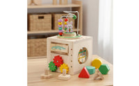 Early Learning Wooden Activity Cube Color Recognition Educational Busy Cube Safe and Sturdy for Children, Toddlers, Home, Preschool