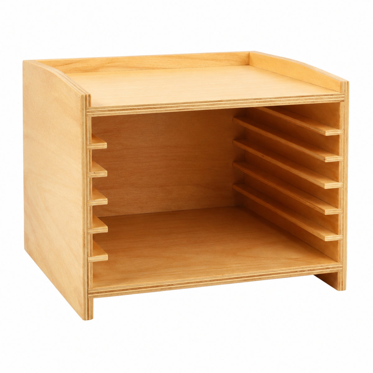 Puzzle Cabinet Open-Front Wooden Puzzle Rack Wooden Desktop Shelf for Teachers, Parents, Preschool, Playroom, Homeschool