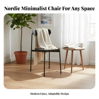 Nordic Design Minimalist Metal Frame Chair Space Saving Armless Side Chair Small Footprint Dining Seat Long-Lasting for Cafe Owners, Renters, Homeowners, Restaurant, Kitchen, Living Room, Home Office