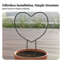 2 Pieces Heart Shaped Plant Support Decorative Heart-Shaped Trellis Round Plant Climbing Frame for Garden, Outdoor, Balcony