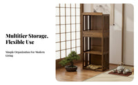 Chinese design Slatted Multi-Level Stand Includes Drawers Display Shelf Retro Aesthetic Storage Rack Space-Saving for Tea Lovers, Collectors, Living Room, Bedroom, Office, Balcony