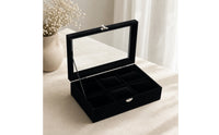 Watch Storage Box with Clear Lid Compact 6-Slot Watch Organizer Shielded for Men, Dresser, Nightstand, Closet