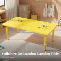 Kindergarten Learning Desk Easy to Clean Rectangular Group Table Sturdy Multi-Child Activity Table for Young Children, Parents, Playroom, Meal Time