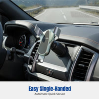 Universal Car Air Vent Phone Holder, Triangle Weighted, Mirror Finish, Hook Attachment, Stable Mount