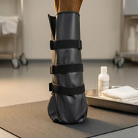 Tall Cylindrical Horse Hoof Soaking Boot Wide Opening Horse Hoof Bath Boot Flared Lower Section Enveloping Straps