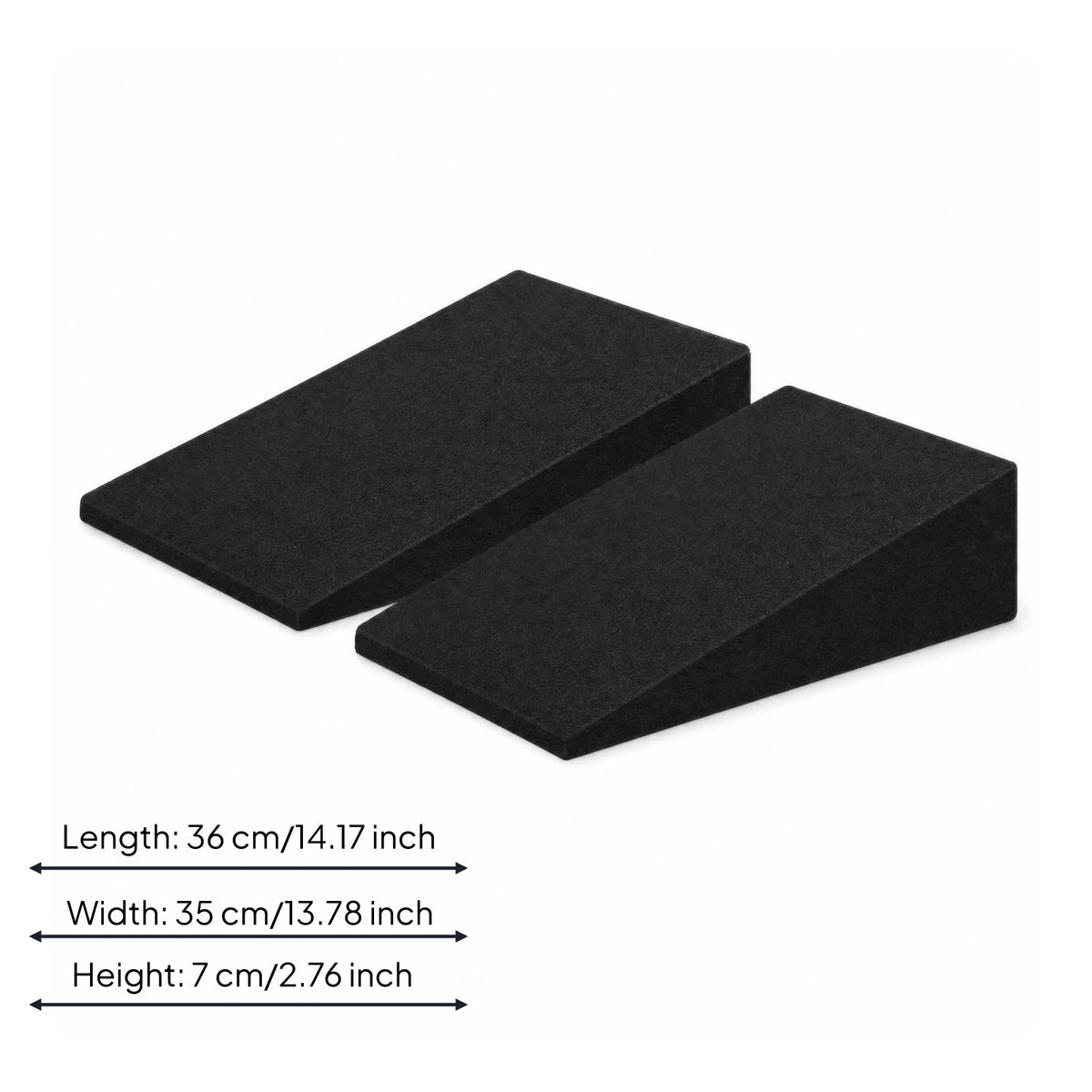 2 Pieces Flat Vehicle Top Rear-Seat Wedge Pad Sloped Sides Rear-Seat Leveling Pad Black Vehicle Gear Rectangular